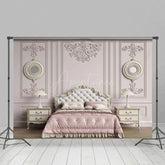 Aperturee - Aperturee Retro Pink Bedroom Headboard Photography Backdrop